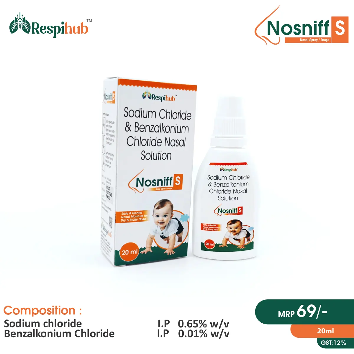 Sodium Chloride + Benzalkonium Chloride Solution at the best price in PCD Pharma Franchise for Nasal Drop, Nasal Congestion Relief.